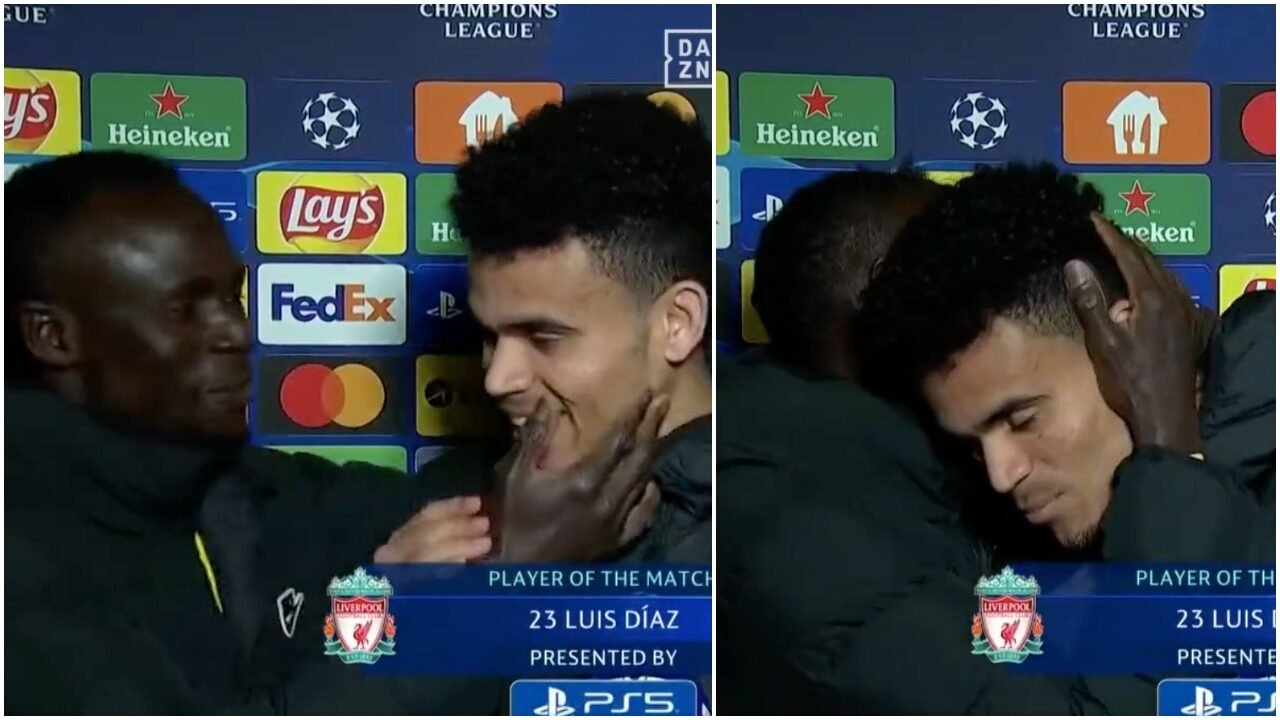 Sadio Mané interrompeu a entrevista a Luis Díaz depois da vitória frente ao Benfica para fazer isto